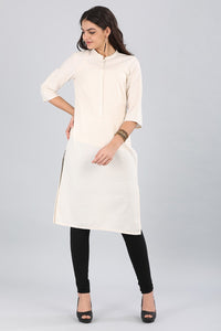 Ivory Mandarin Neck Solid kurta