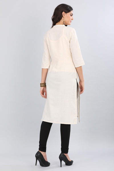 Ivory Mandarin Neck Solid kurta