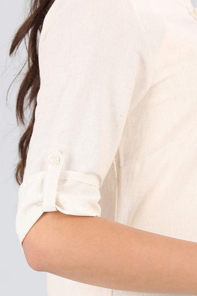 Ivory Mandarin Neck Solid kurta