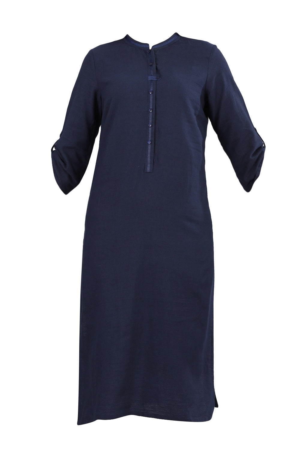 Blue Solid Mandarin Neck kurta