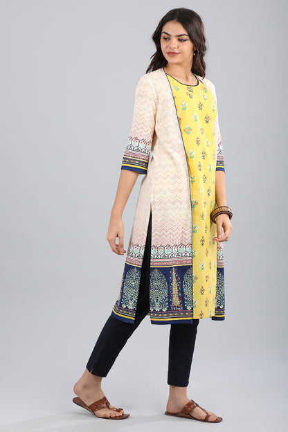 White Open Front Printed Gillet