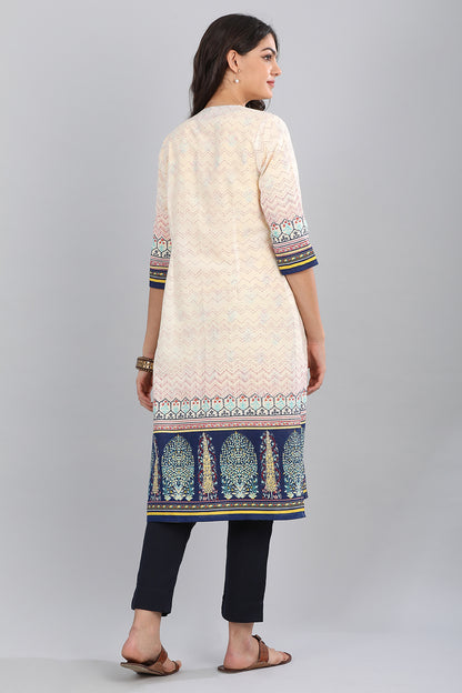 White Open Front Printed Gillet
