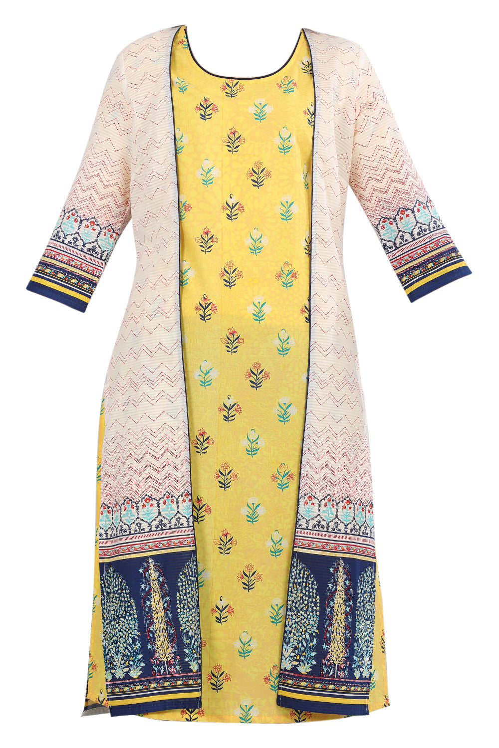White Open Front Printed Gillet