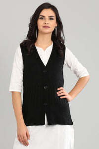 Black V-Neck Sleeveless Sweater