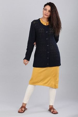 Blue Solid Round Neck Sweater