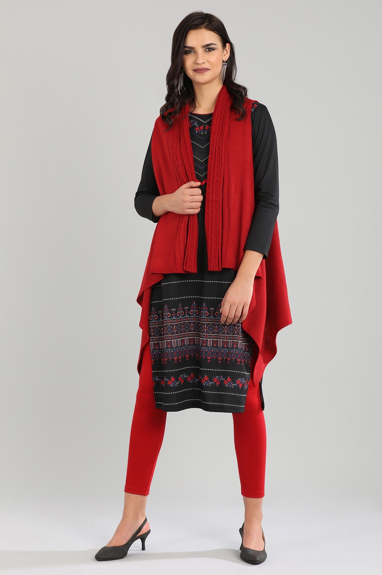 Red Shawl Collar Sweater