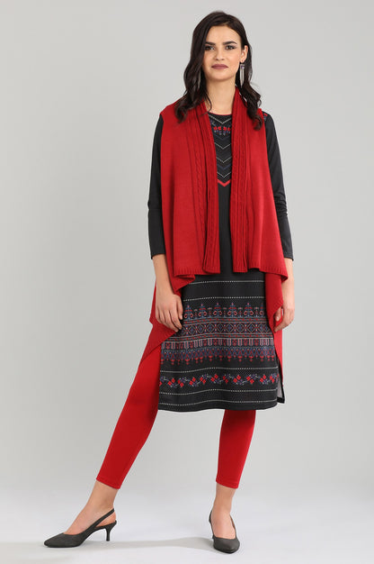 Red Shawl Collar Sweater