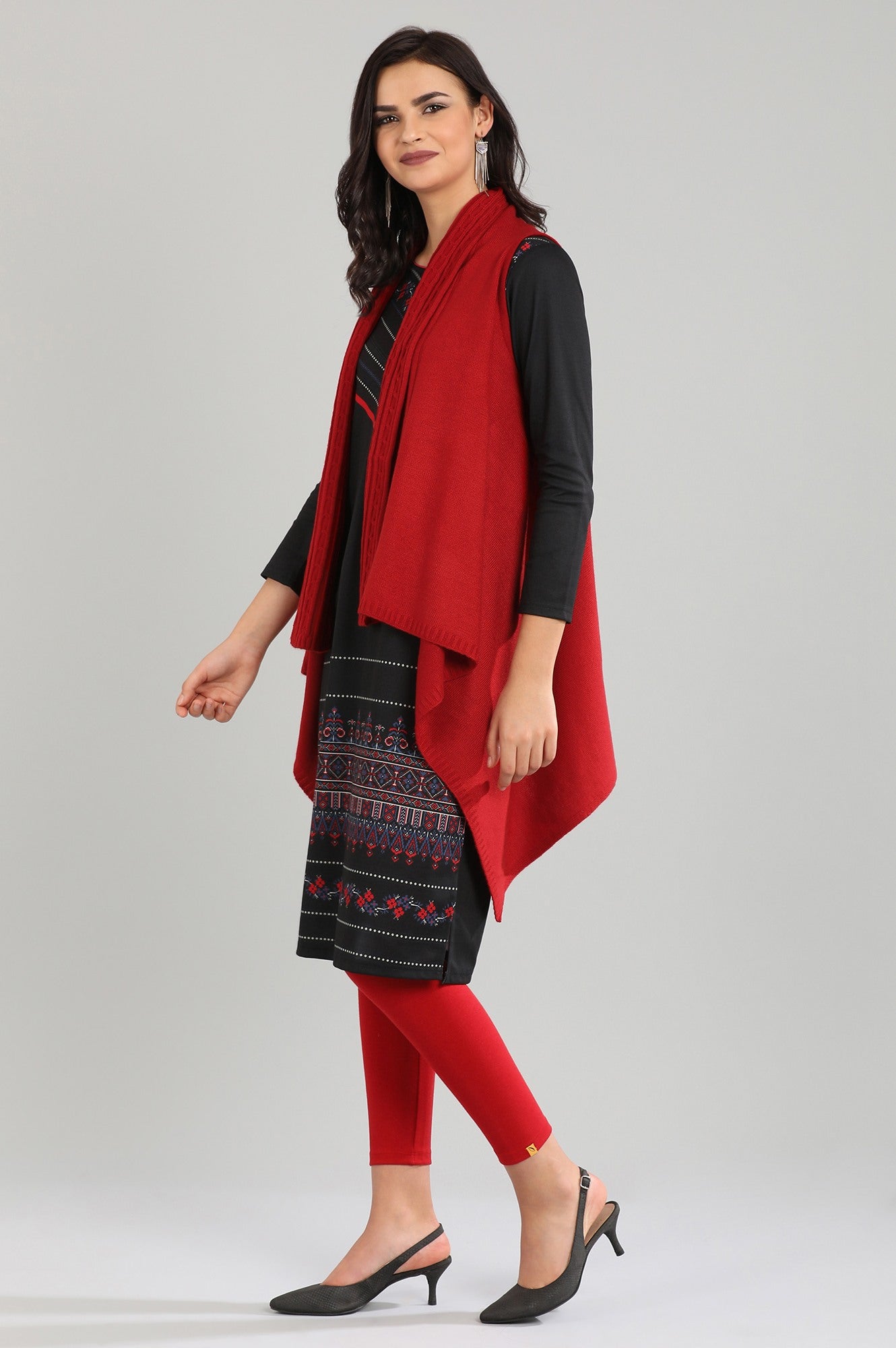 Red Shawl Collar Sweater