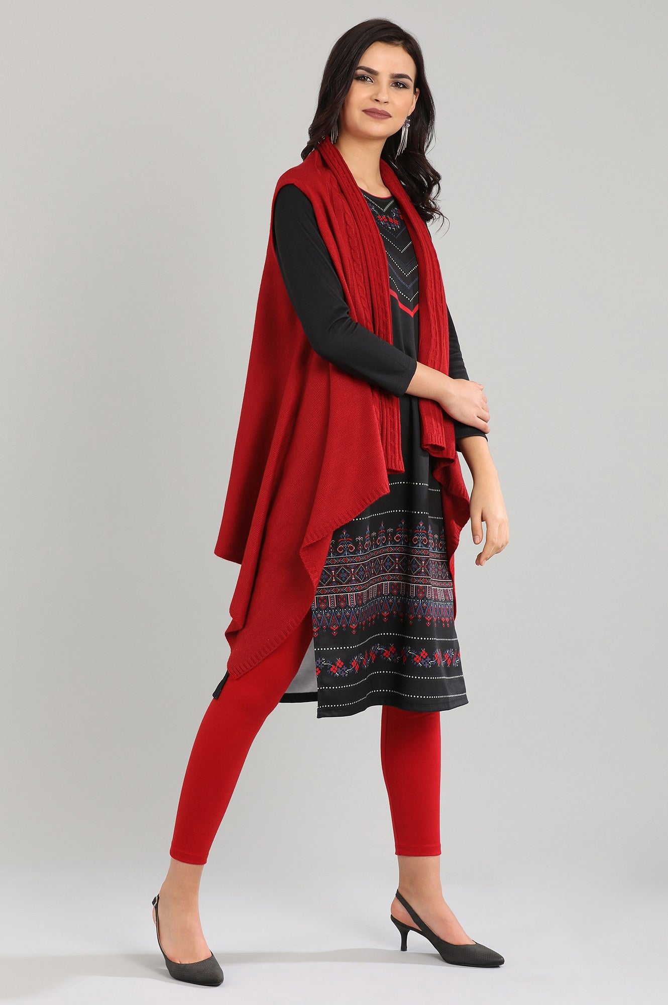 Red Shawl Collar Sweater