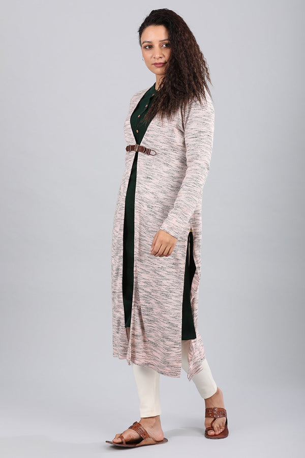 Pink V-Neck Solid Sweater