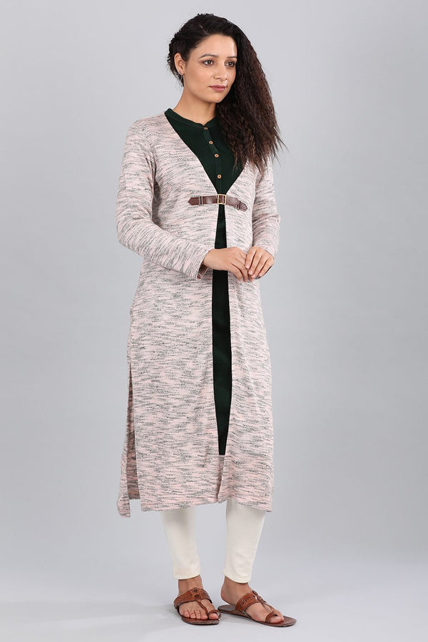 Pink V-Neck Solid Sweater