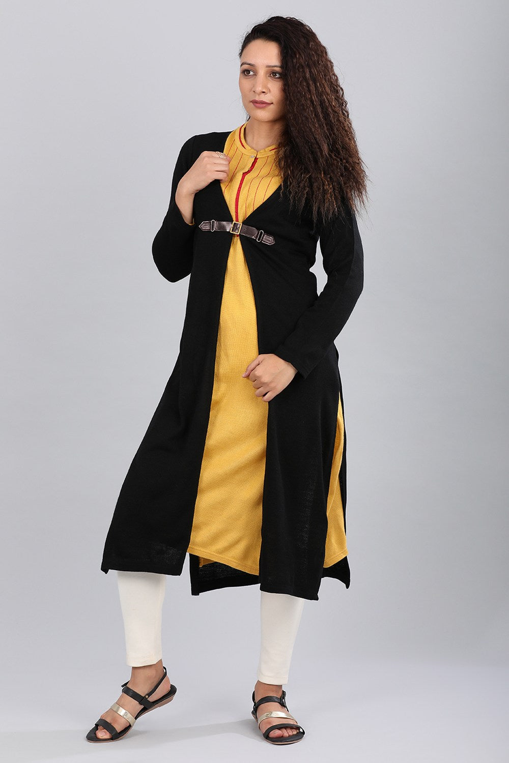 Black V-Neck Solid Sweater - XS