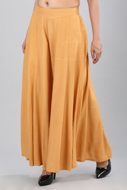 Gold Flared Solid Palazzos