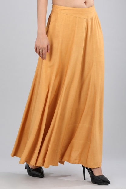 Gold Flared Solid Palazzos