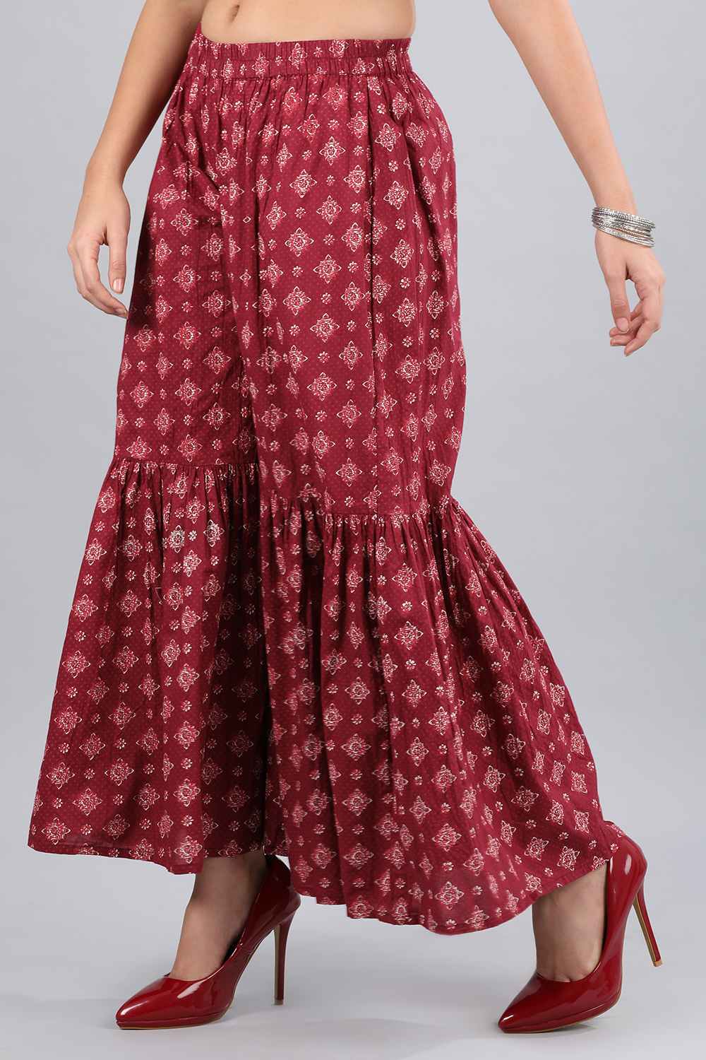 Maroon Printed Palazzo