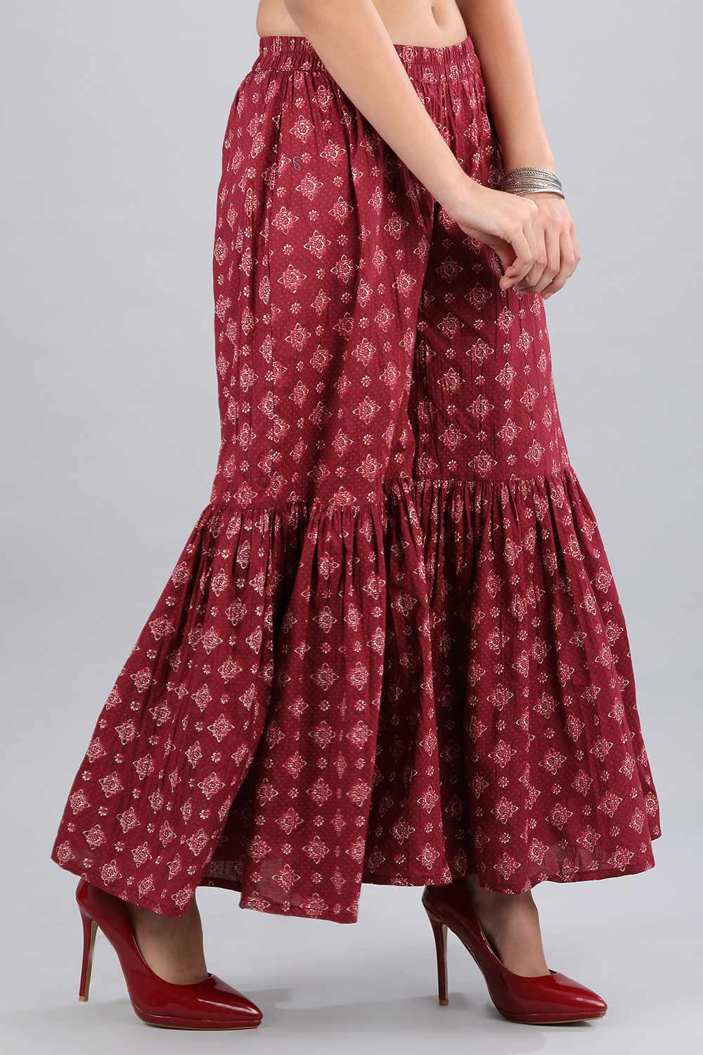 Maroon Printed Palazzo