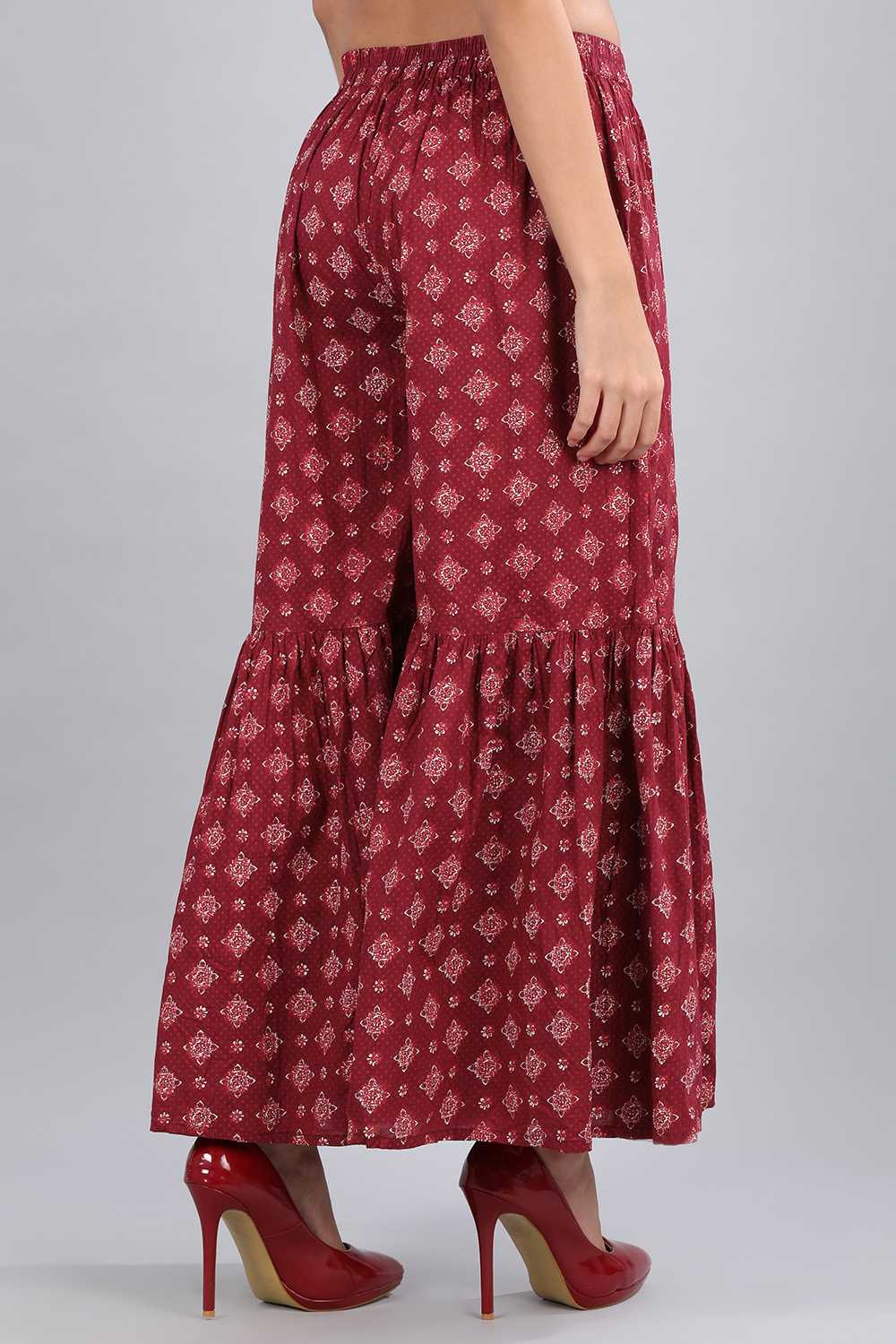 Maroon Printed Palazzo