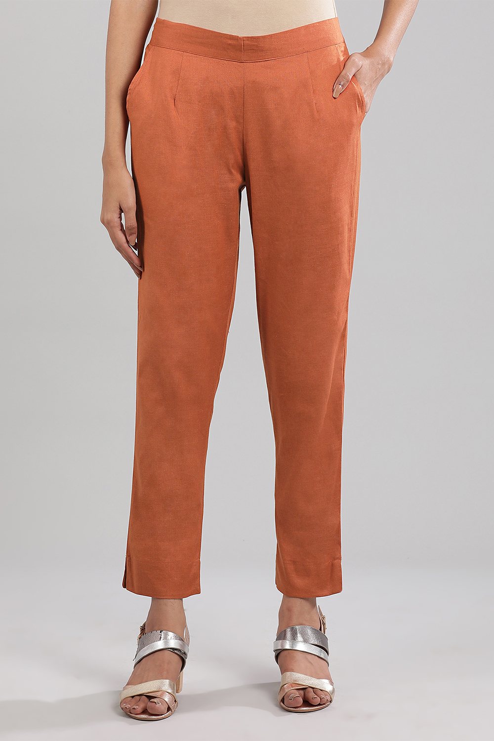 Brown Solid Trousers