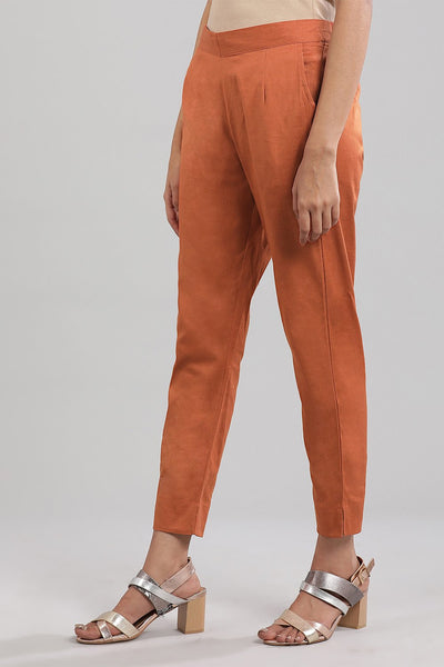 Brown Solid Trousers
