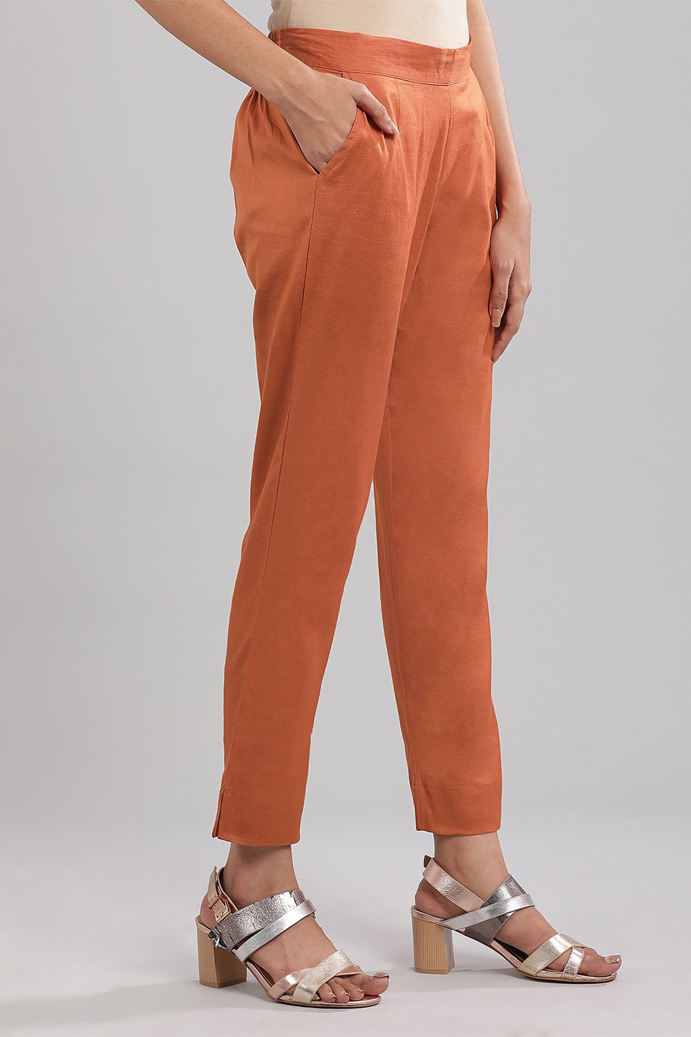 Brown Solid Trousers