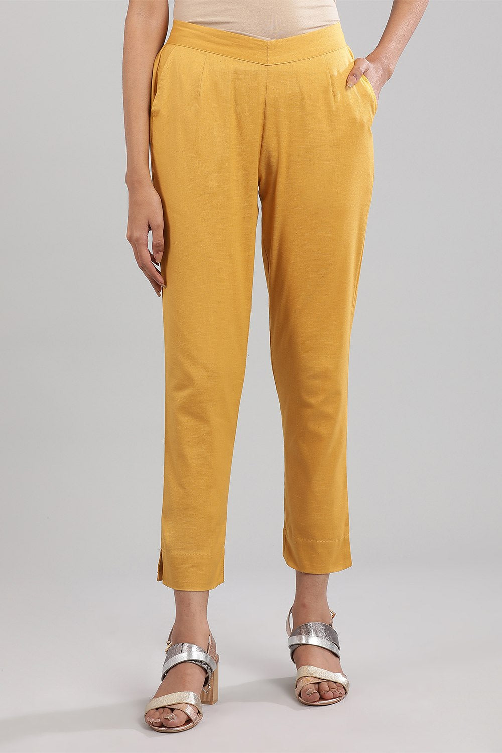 Yellow Solid Trousers