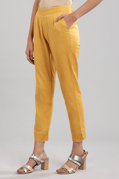 Yellow Solid Trousers