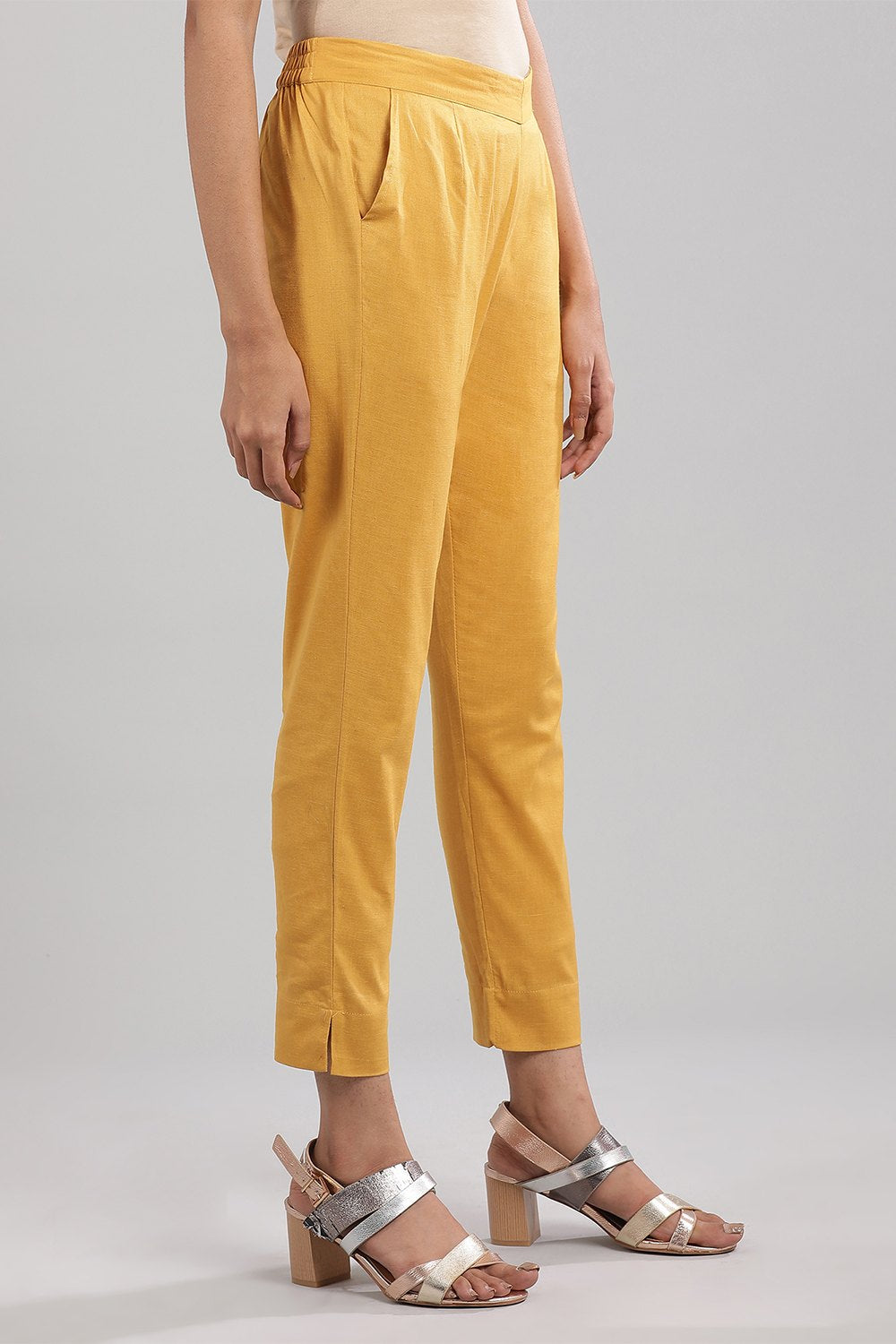 Yellow Solid Trousers