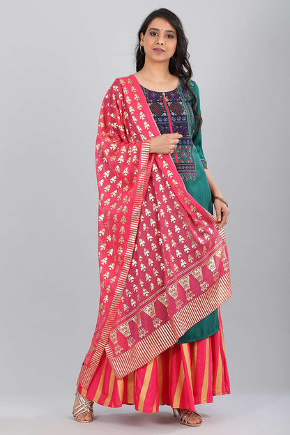 Pink Printed Dupatta