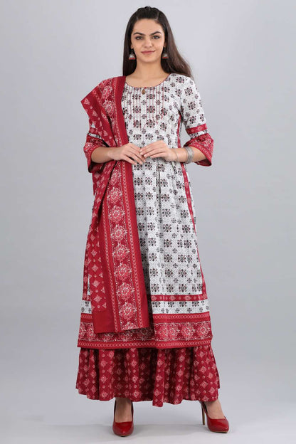 Red Printed Dupatta