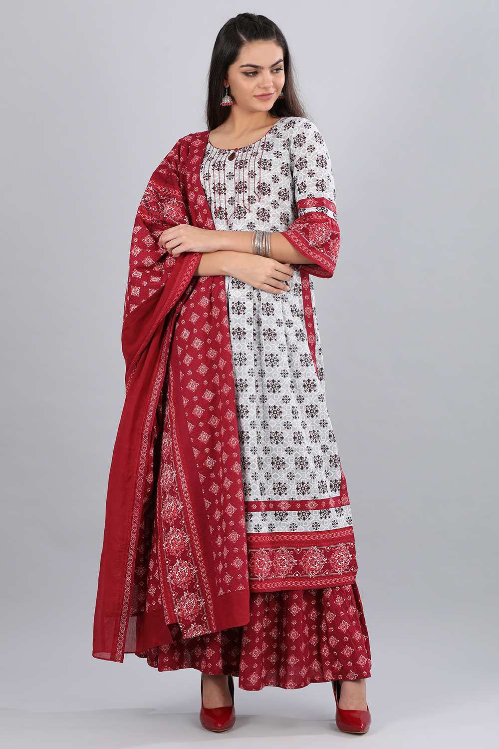 Red Printed Dupatta