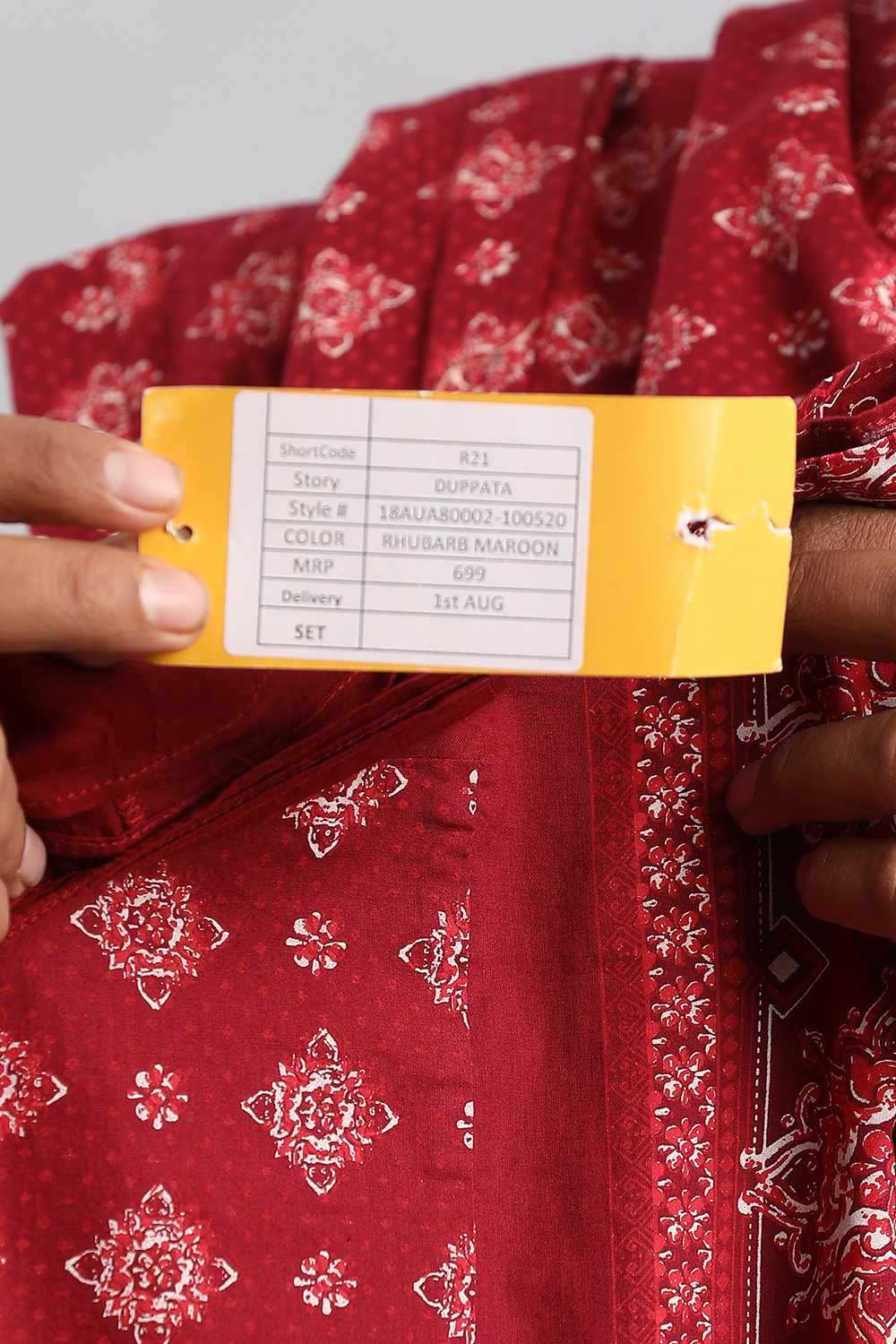 Red Printed Dupatta