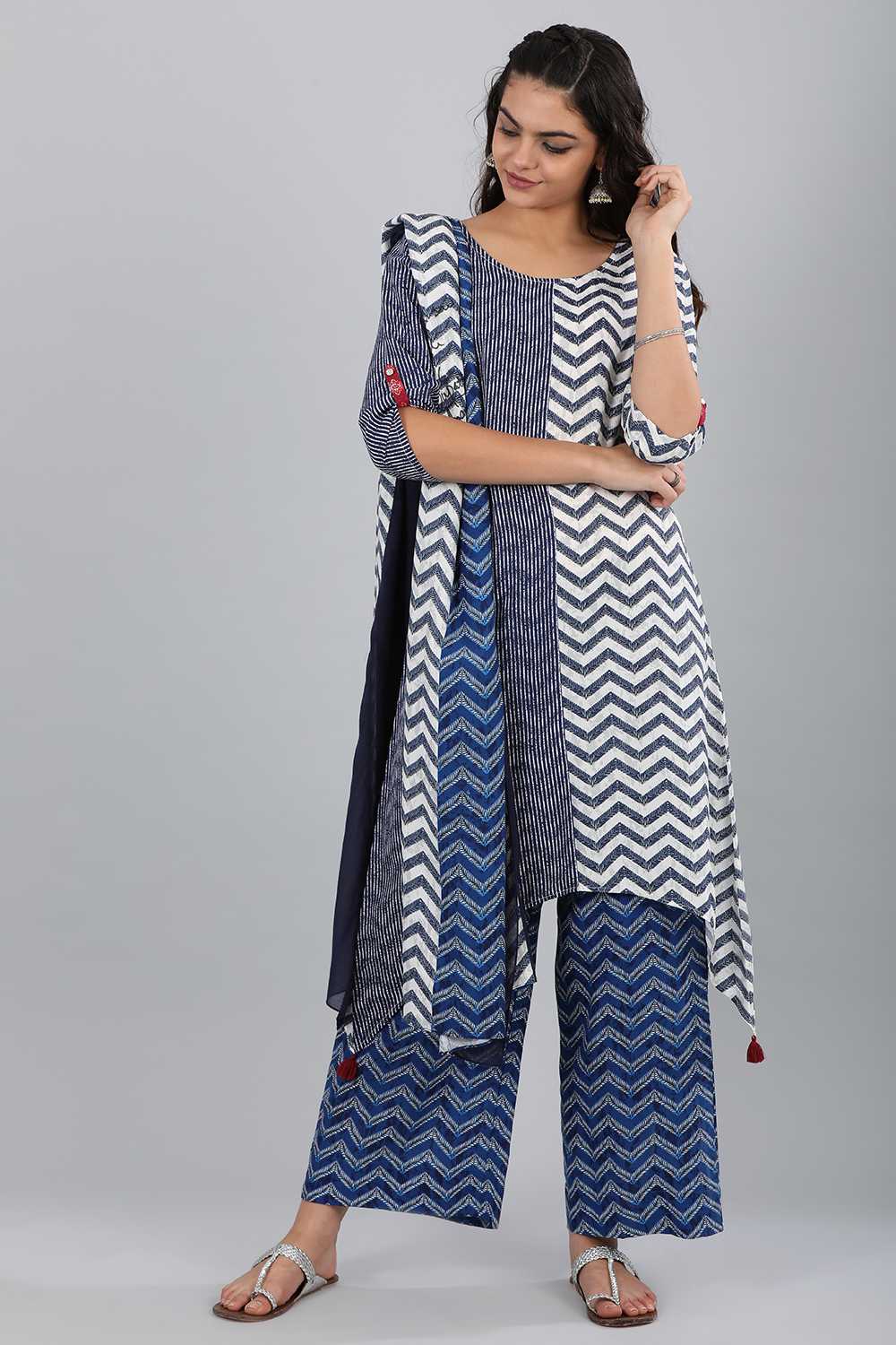 Blue Printed Dupatta