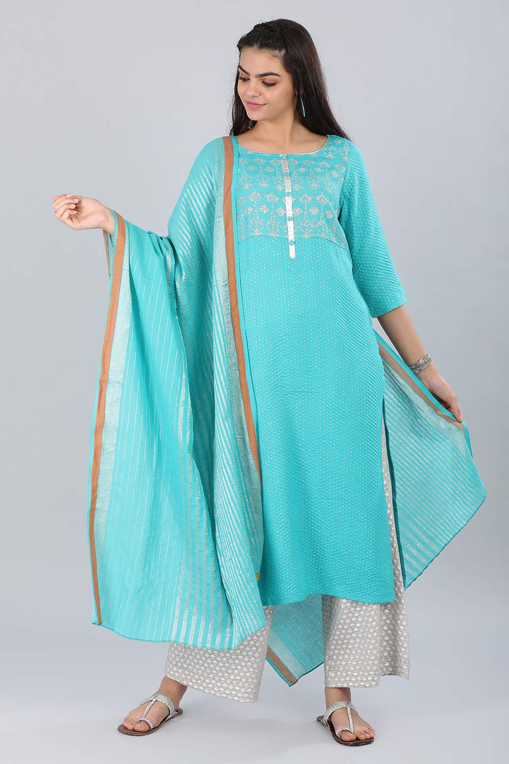 Blue Yarn-dyed Dupatta