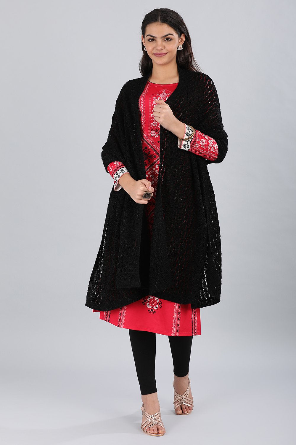 Black Yarn-dyed Shawl