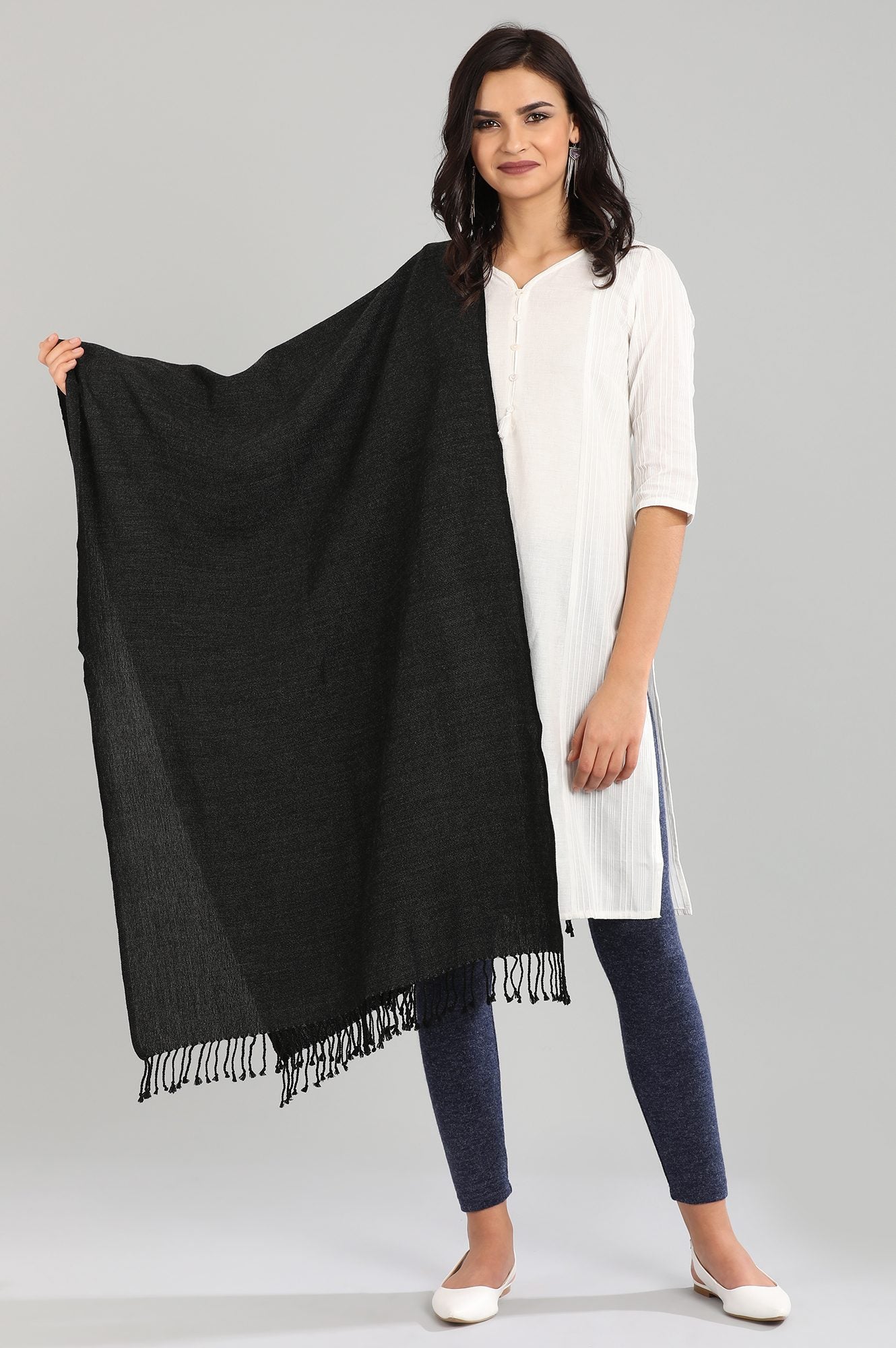 Black Yarn-Dyed Shawl