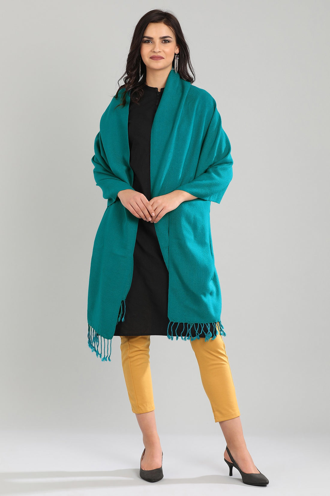 Green Yarn-dyed Shawl