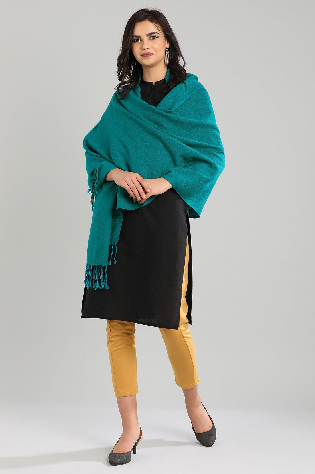 Green Yarn-dyed Shawl