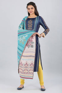 Blue Yarn-dyed Shawl