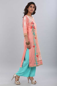 Pink Printed Round Neck kurta Set