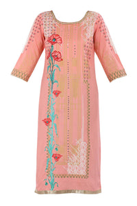 Pink Printed Round Neck kurta Set