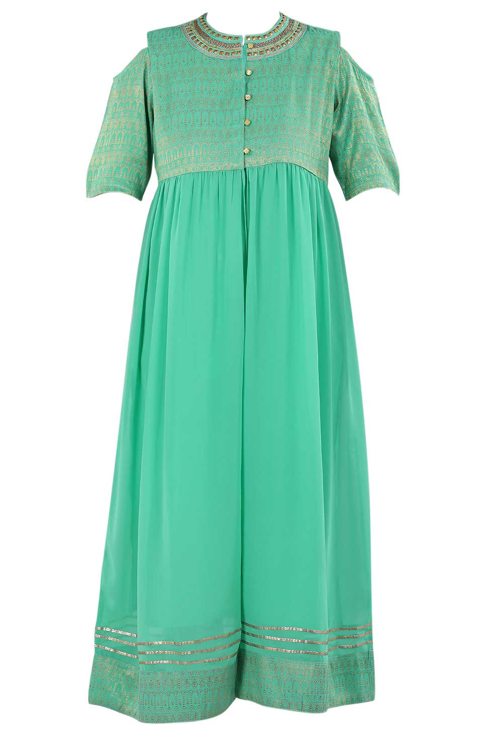 Green Shimmery Flared kurta Set