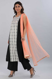 Black &amp; White Printed kurta Set