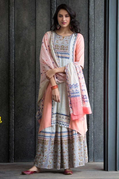 Pink Asymmetrical Printed kurta