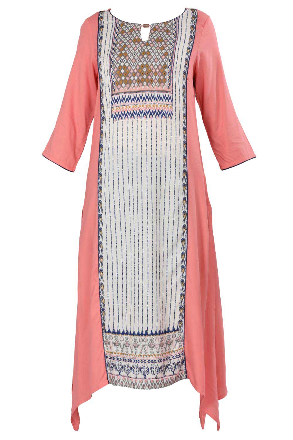 Pink Asymmetrical Printed kurta