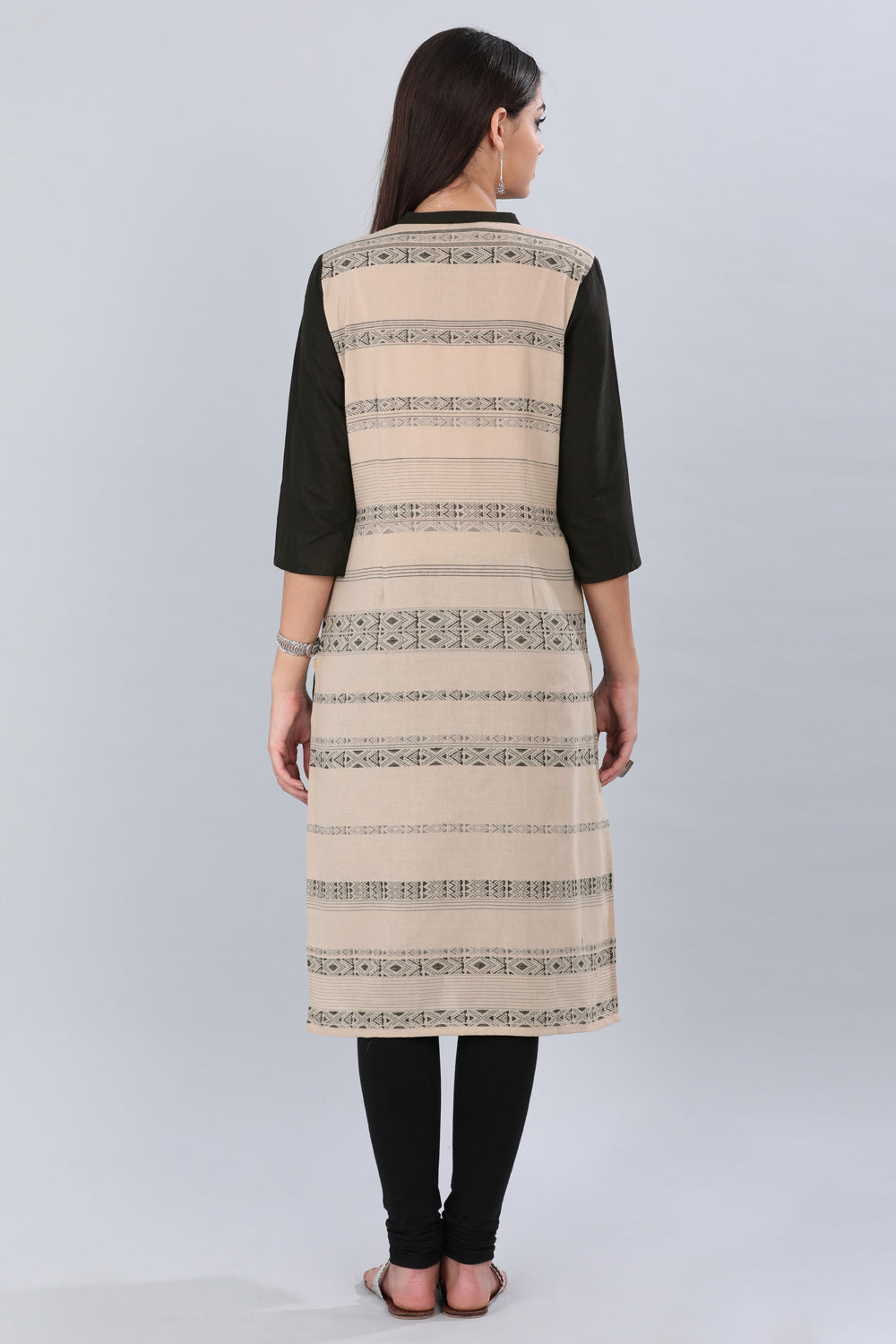 Black &amp; Pink Mandarin Neck kurta