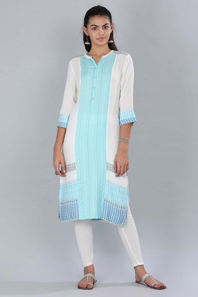 White & Blue Striped kurta