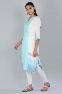 White &amp; Blue Striped kurta