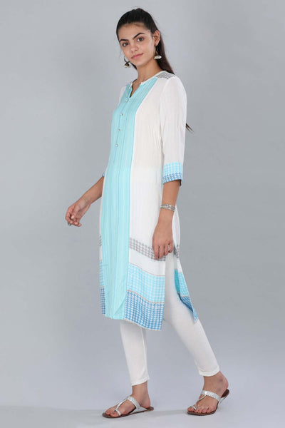 White & Blue Striped kurta