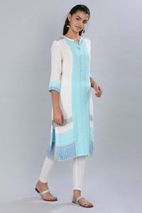 White &amp; Blue Striped kurta