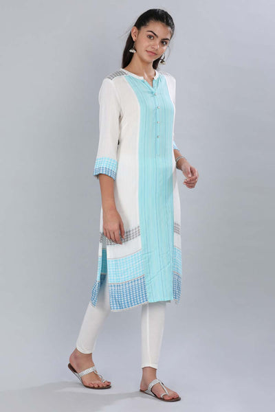 White & Blue Striped kurta